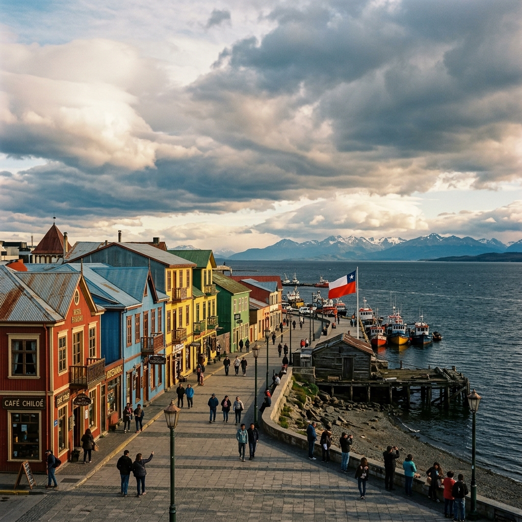 Punta Arenas waterfront along the Strait of Magellan